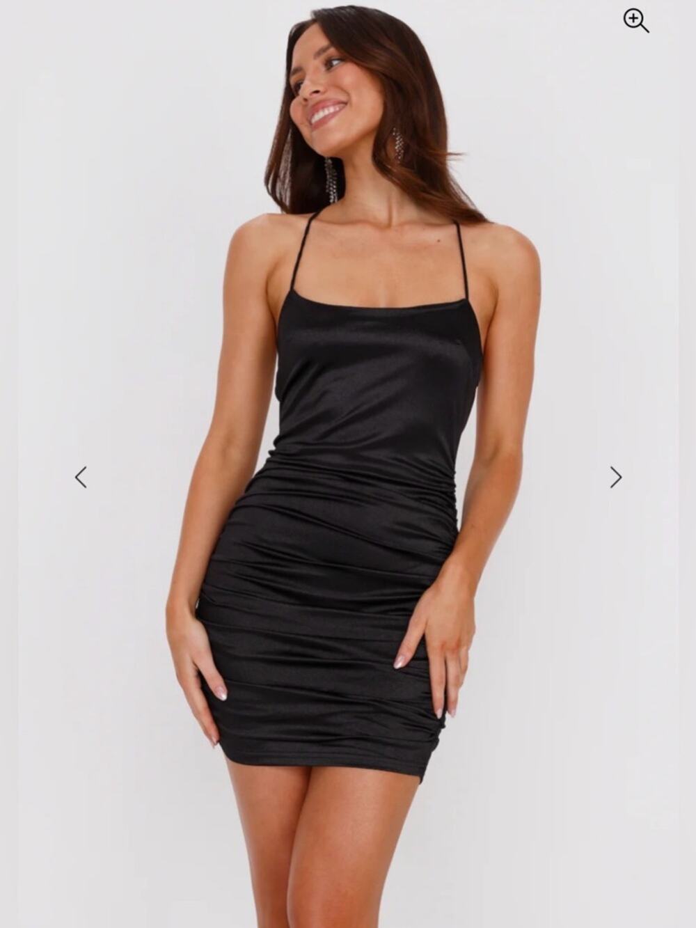 NWT HELLO MOLLY Girls Reunite cocktail wedding guest satin ruched mini dress XS